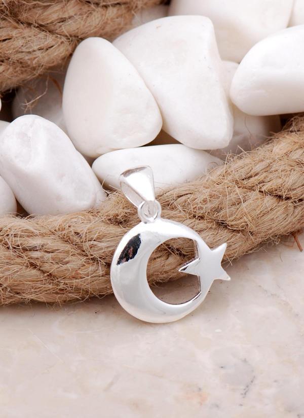 Ay Yıldız Gümüş Kolye Ucu 7601 - Image 1