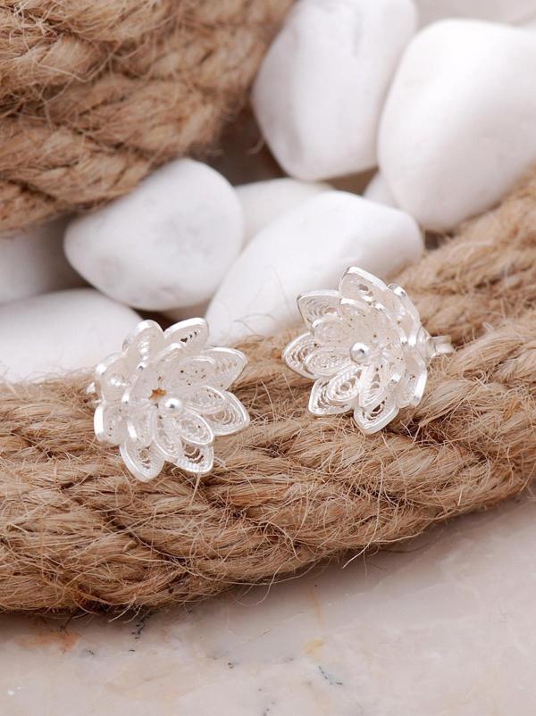 Çiçek Telkari Elişi Gümüş Küpe 102 - Image 1