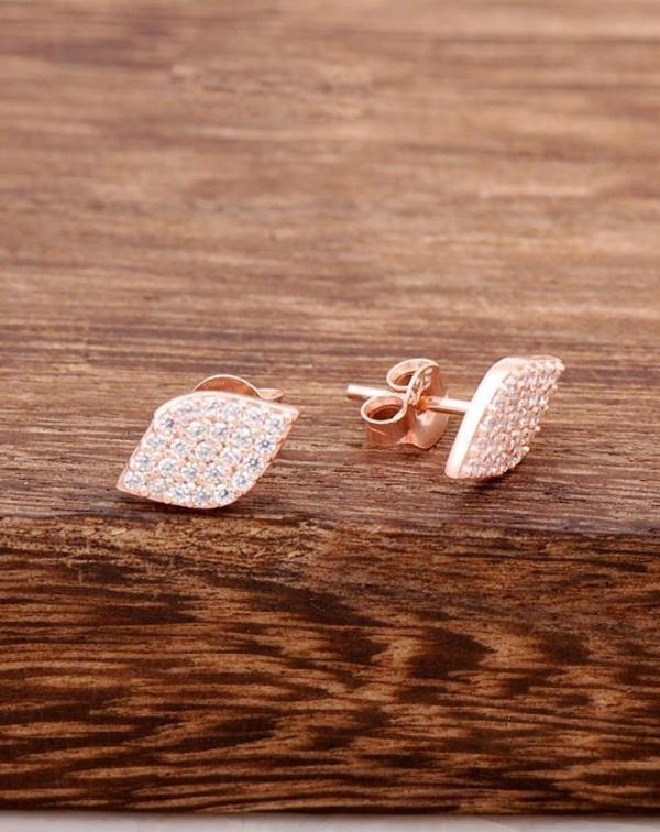 Rose Gümüş Taşlı Göz Küpe 3762 - Image 1