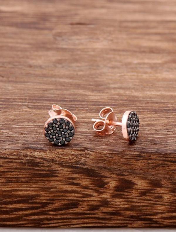 Safir Taşlı Tasarım Rose Gümüş Küpe 3769 - Image 1