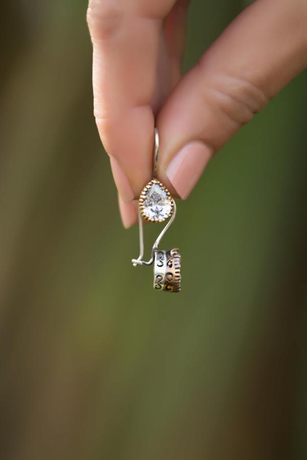 Quartz Taşlı Elişi Tasarım Gümüş Küpe 4883 - Image 1