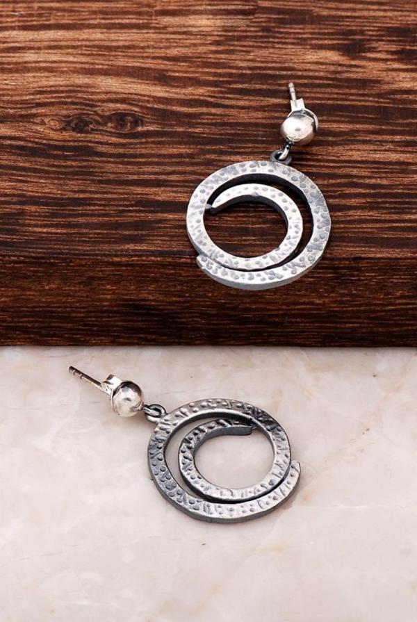 Yaşam Boşluğu Tasarım Elişi Gümüş Küpe 4271 - Image 1