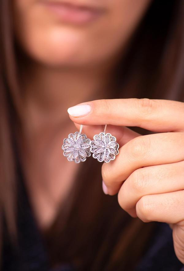 Papatya Telkari Oksitli Gümüş Küpe 4943 - Image 1