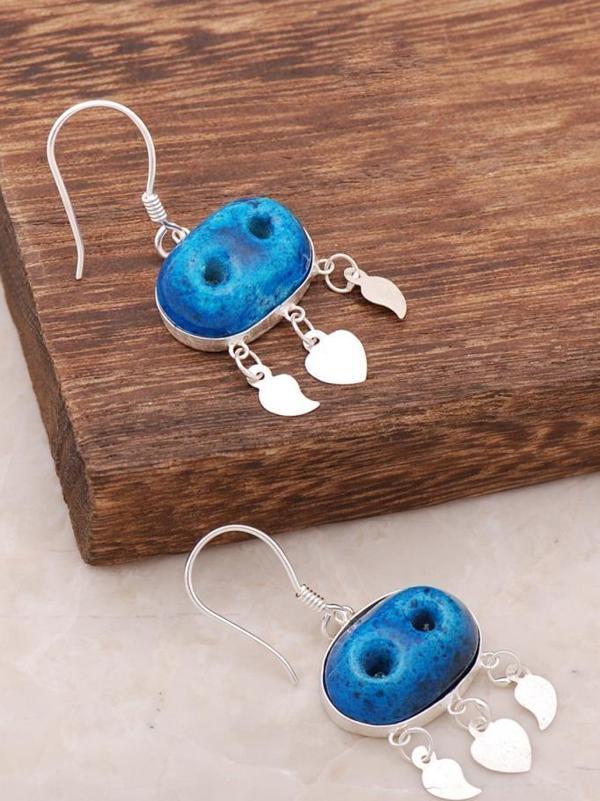 Süryani Nazar Boncuğu Gümüş Küpe 1038 - Image 1