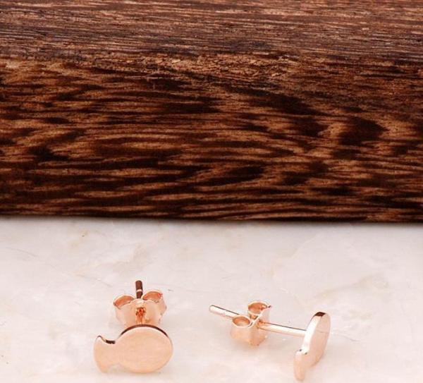 Balık Tasarım Rose Gümüş Mini Küpe 4347 - Image 1