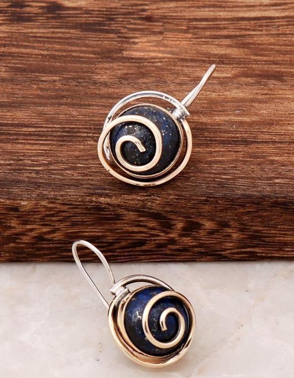 Lapis Lazuli Taşlı Tasarım Gümüş Küpe 4404 - Image 1