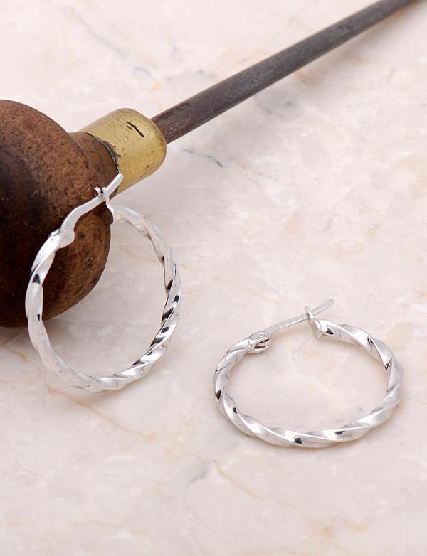 Burgu Gümüş 25 mm Halka Küpe 4985 - Image 1