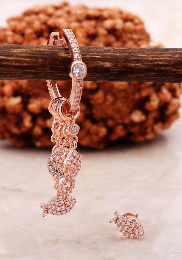 Balık Rose Gümüş Kombin Şans Küpe 5469 - Image 1