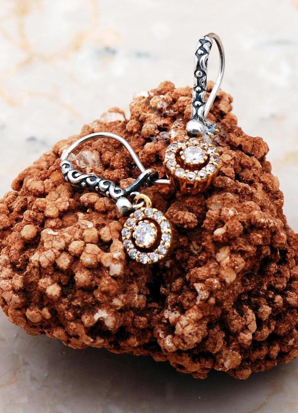 Pırlanta Model Tektaş Elişi Gümüş Küpe 5514 - Image 1