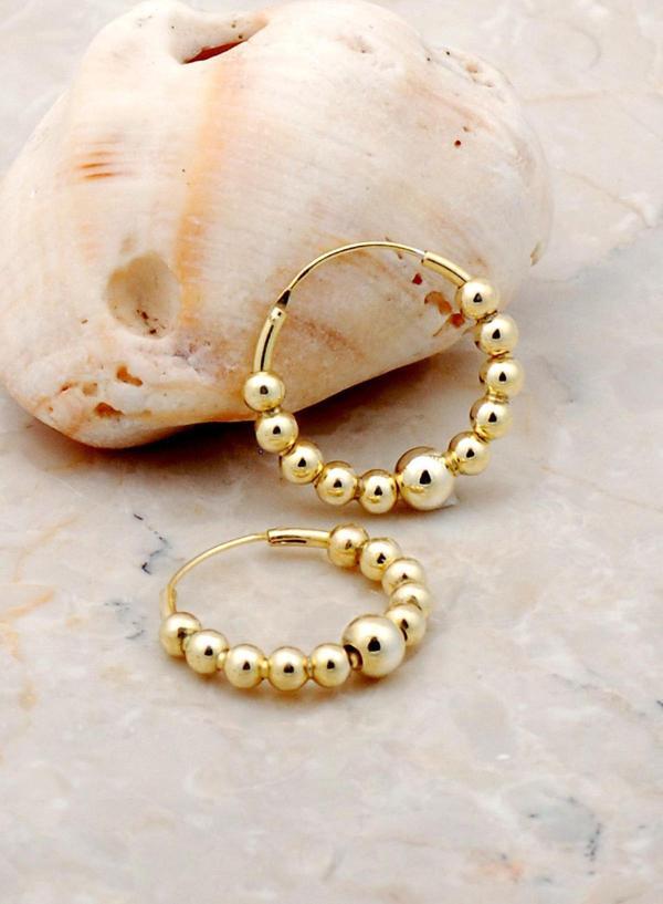 Toplu Şarnel 22 Mm Altın Yaldızlı Gümüş Halka Küpe 5245 - Image 1