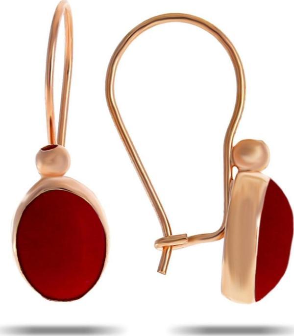 Mercan Taşlı Rose Gümüş Küpe 5526 - Image 1