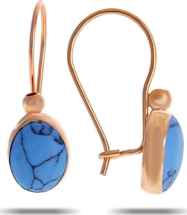 Firuze Taşlı Rose Gümüş Küpe 5529 - Image 1