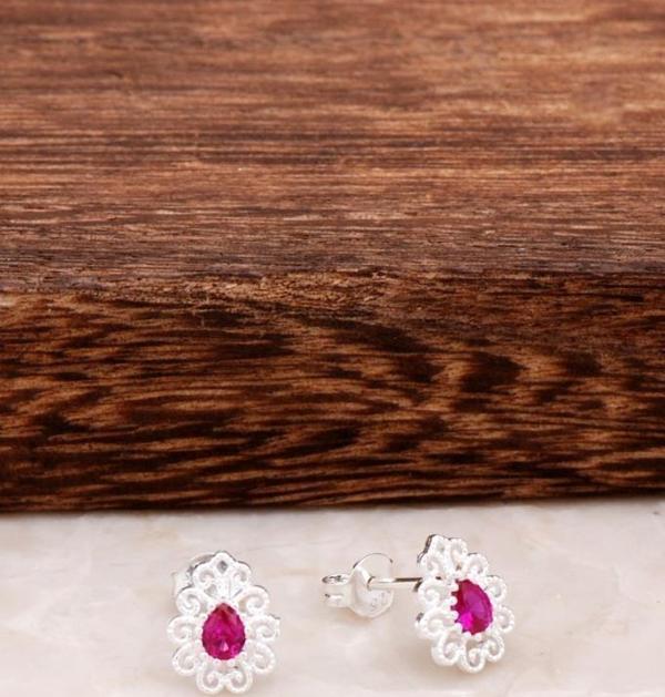 Taşlı Telkari Gümüş Küpe 4657 - Image 1