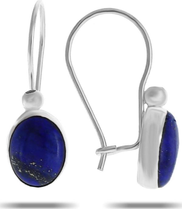 Lapis Lazuli Taşlı Rodyumlu Gümüş Küpe 5538 - Image 1