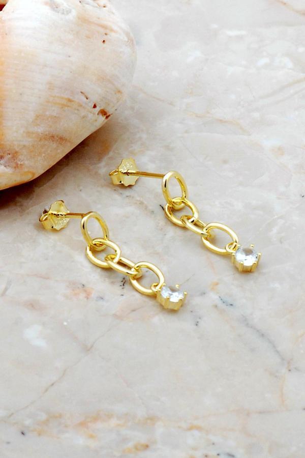 Gurmet Model Altın Yaldızlı Gümüş Küpe 5286 - Image 1