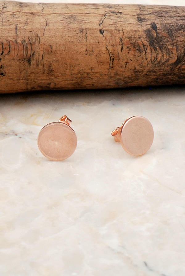 8 mm Plaka Rose Gümüş Küpe 5315 - Image 1