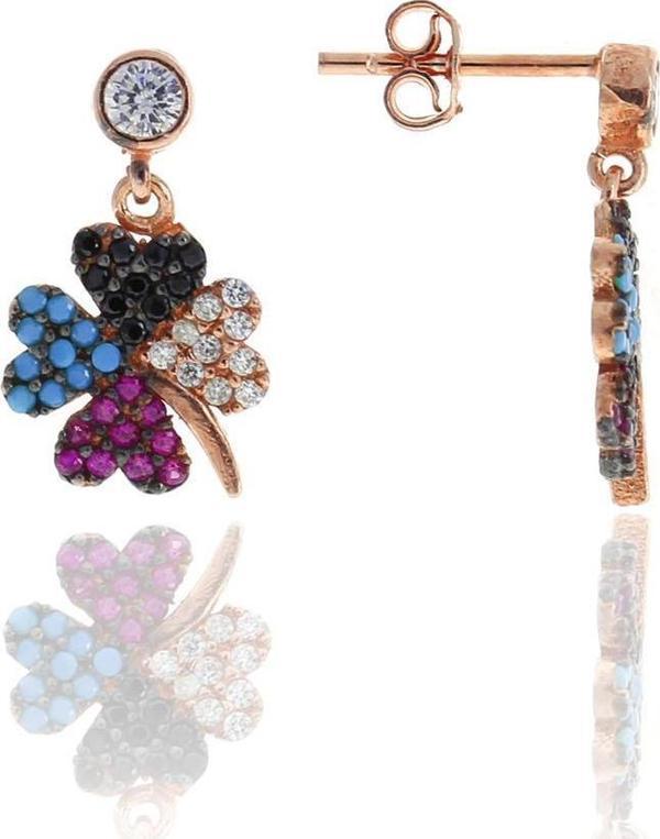 Yonca Küpe Rose Gümüş Mix Taşlı 5111 - Image 1