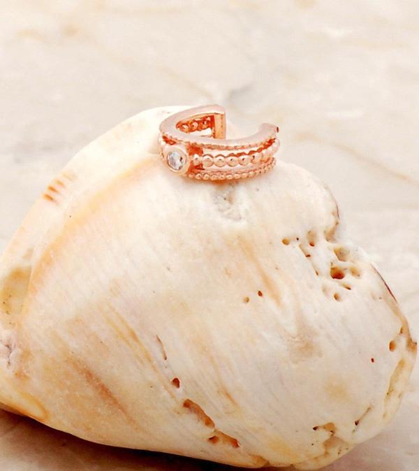 Tek Taş Rose Gümüş Kıkırdak Küpe 5373 - Image 1