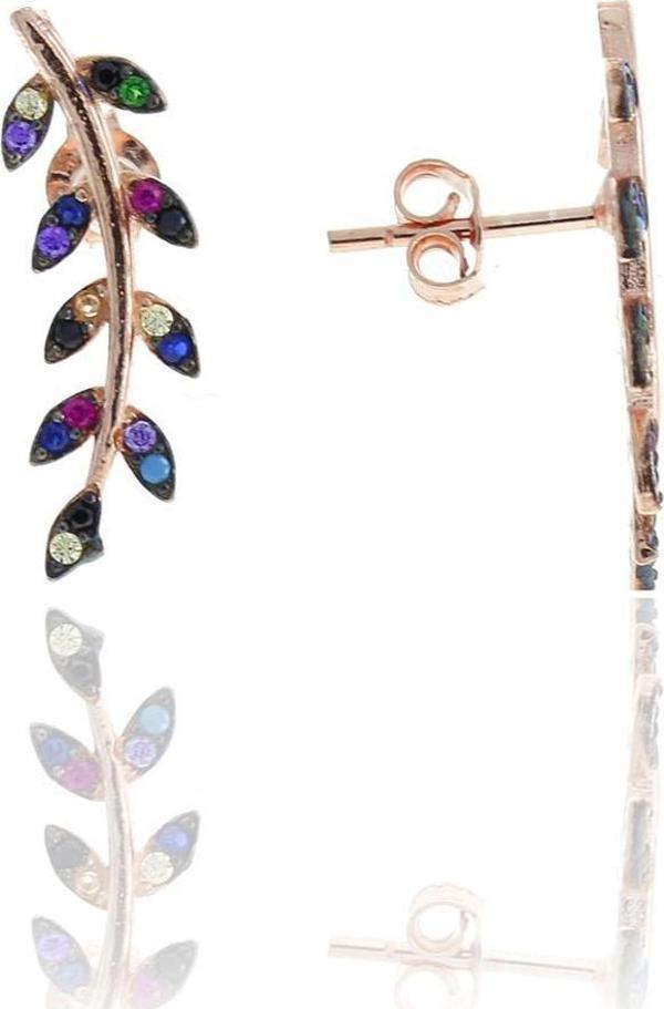 Başak Rose Gümüş Mix Taşlı Küpe 5116 - Image 1