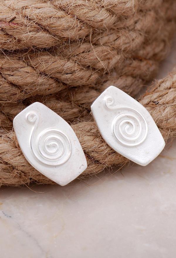 Salyangoz Tasarım Gümüş Küpe 5673 - Image 1