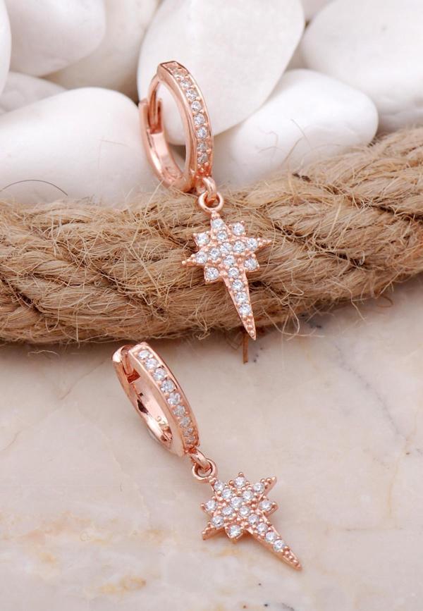 Kuzey Yıldızı Rose Gümüş Küpe 5728 - Image 1
