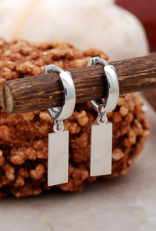 Plaka Rodyumlu Gümüş Küpe 5435 - Image 1