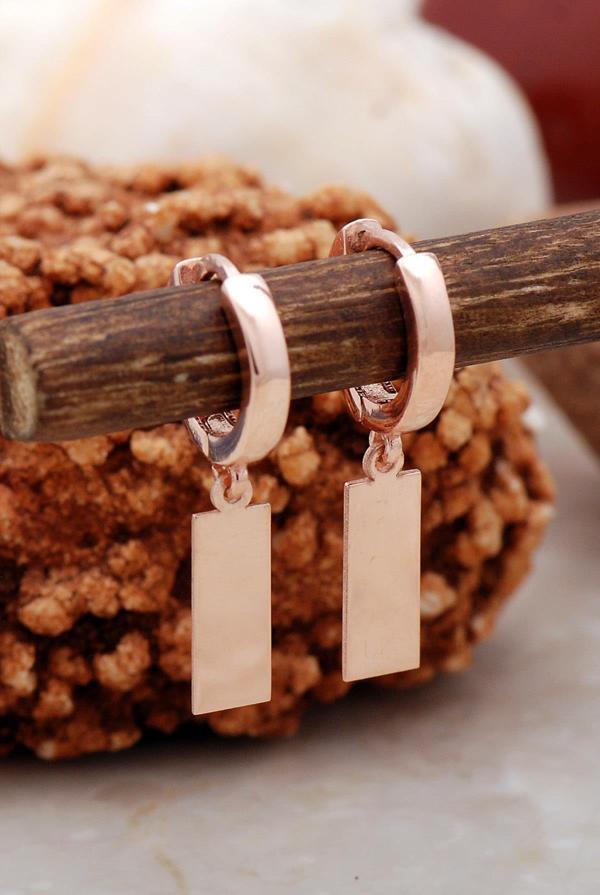 Plaka Rose Gümüş Küpe 5436 - Image 1