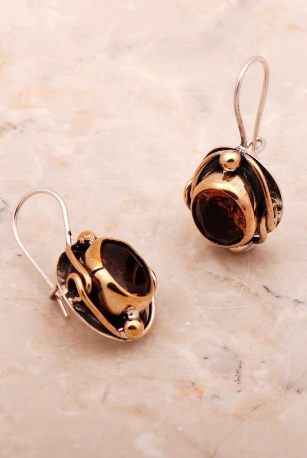 Renk Değiştiren Sultan Taşlı Elişi Gümüş Küpe 6143 - Image 1