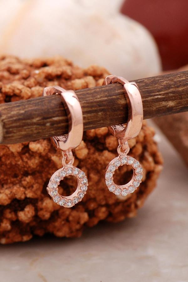 Halka Rose Tasarım Gümüş Küpe 5447 - Image 1