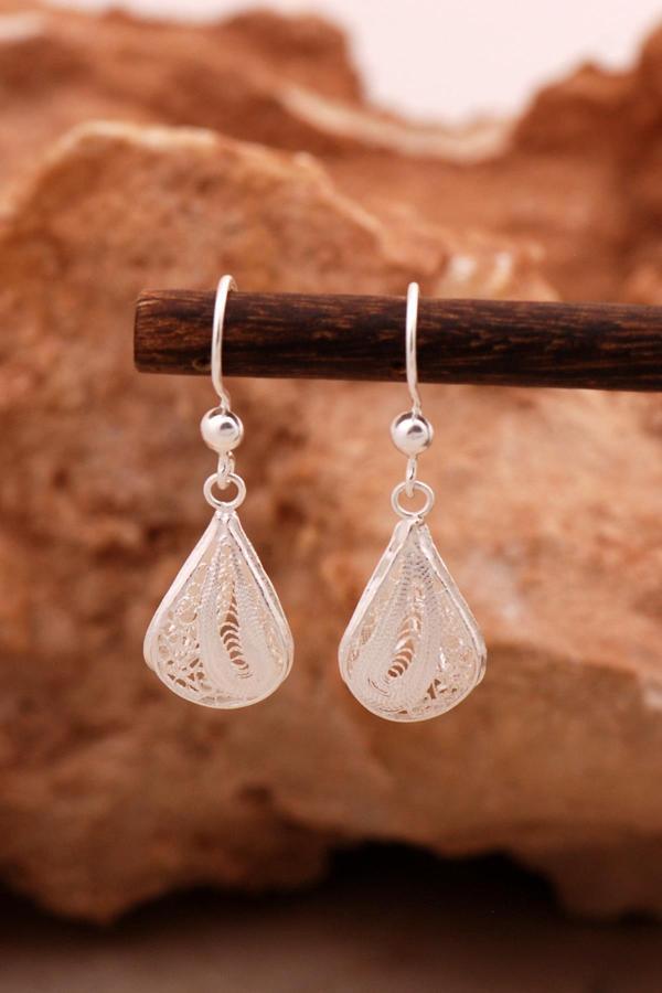 Telkari Elişi Tasarım Gümüş Küpe 6166 - Image 1