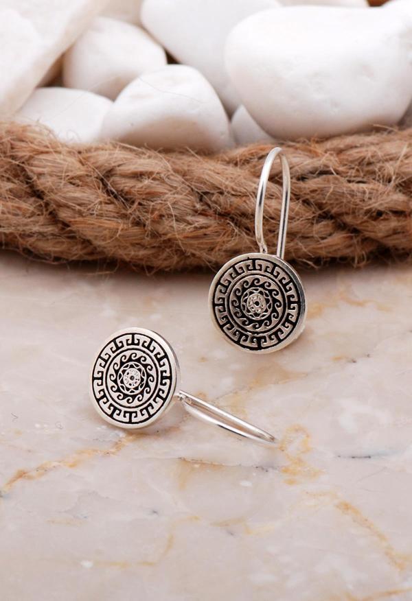 Anadolu Motifli Elişi Gümüş Küpe 5927 - Image 1