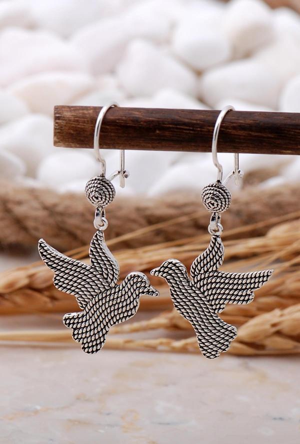 Güvercin Telkari Elişi Gümüş Küpe 5777 - Image 1