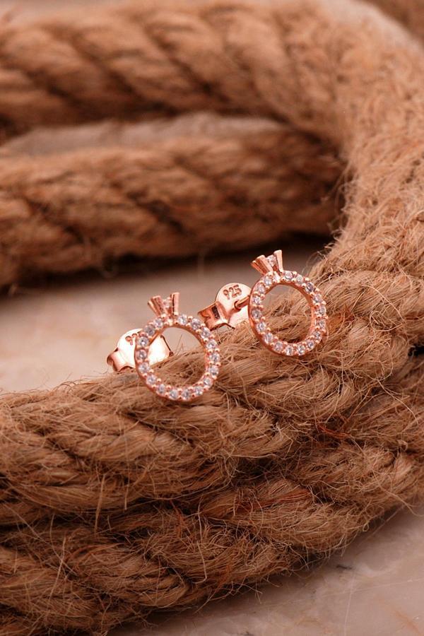 Tektaş Mini Rose Gümüş Küpe 6202 - Image 1