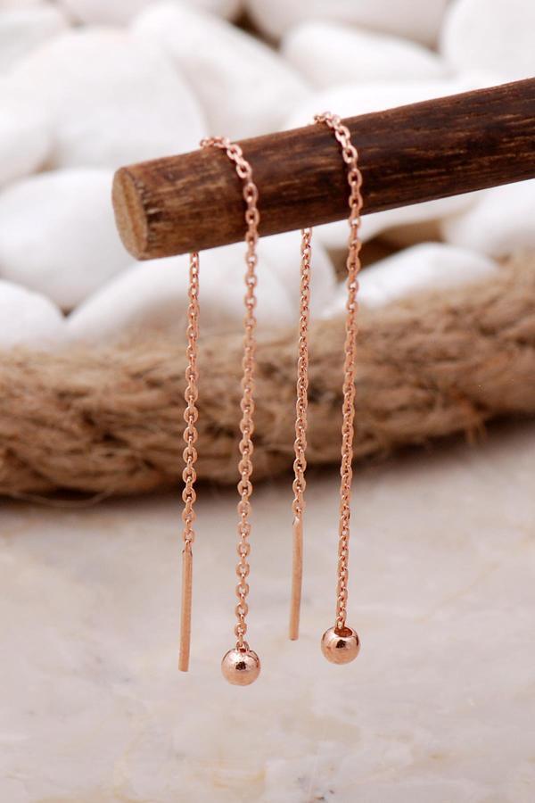 Top Rose Gümüş Zincir Küpe 5801 - Image 1