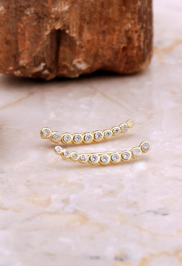 Su Yolu Tasarım Altın Kaplama Gümüş Küpe 6954 - Image 1