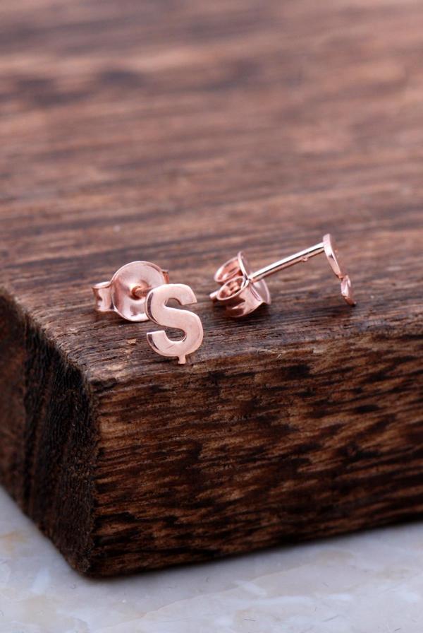 Ş Harfi Rose Gümüş Küpe 6002 - Image 1