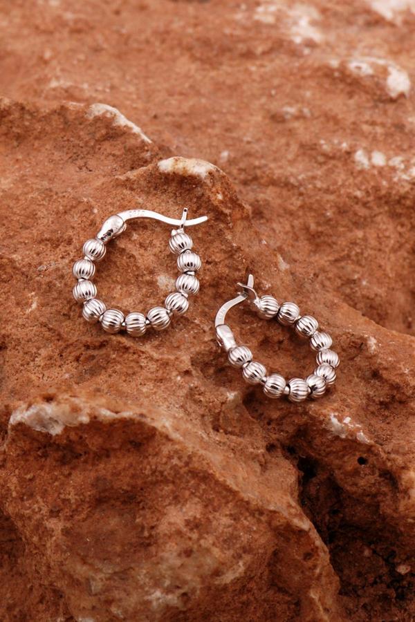 Toplu Rodyumlu Gümüş 16 Mm Halka Küpe 6896 - Image 1