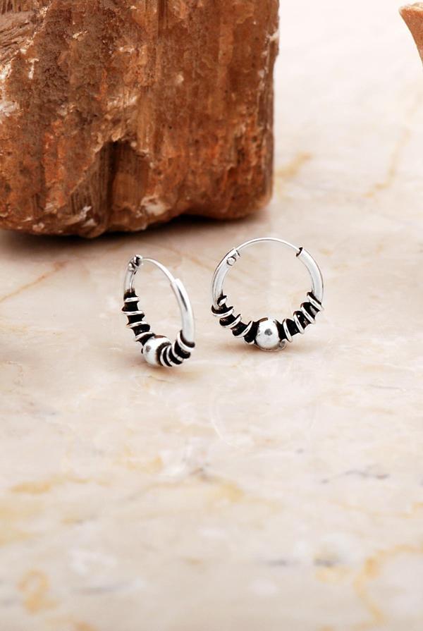 14 Mm Toplu Elişi Gümüş Halka Küpe 7061 - Image 1