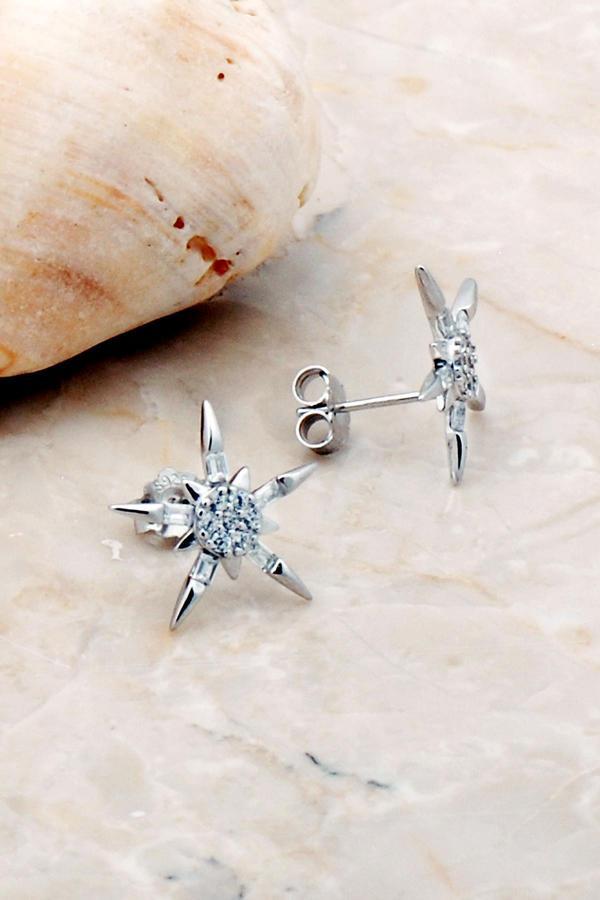 Kutup Yıldızı Rodyumlu Gümüş Küpe 5234 - Image 1