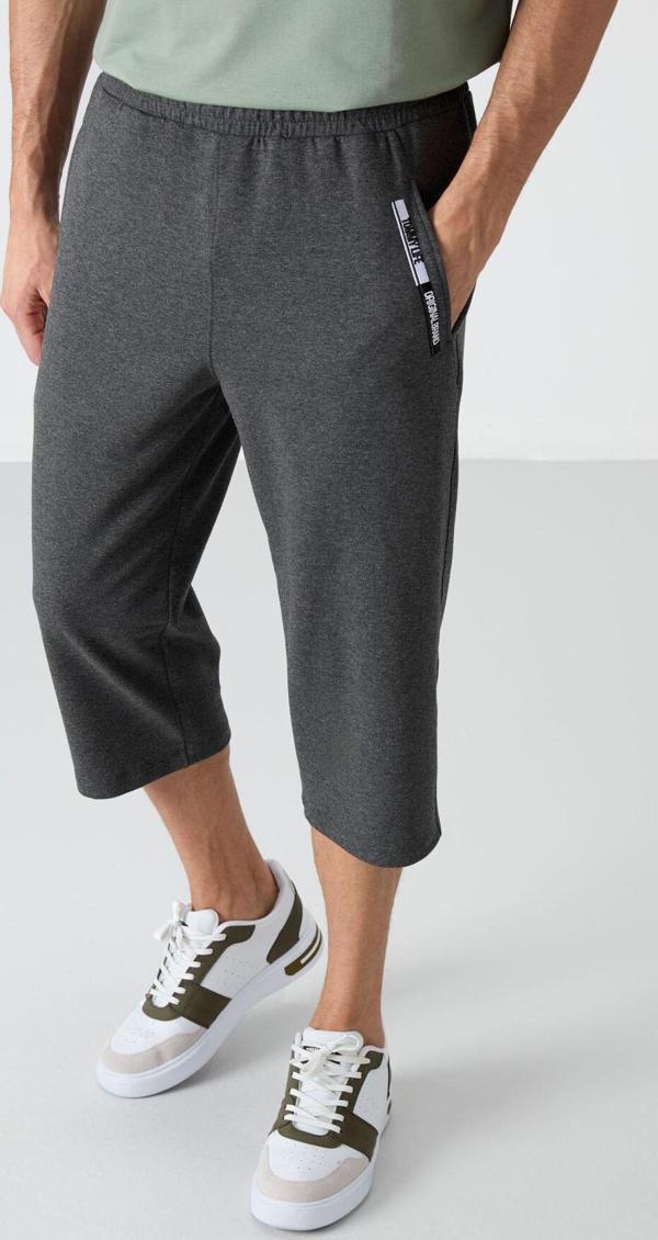 Antrasit Melanj Ön Cep Detaylı Standart Kalıp Klasik Paça Erkek Kapri - 83092 - Image 1