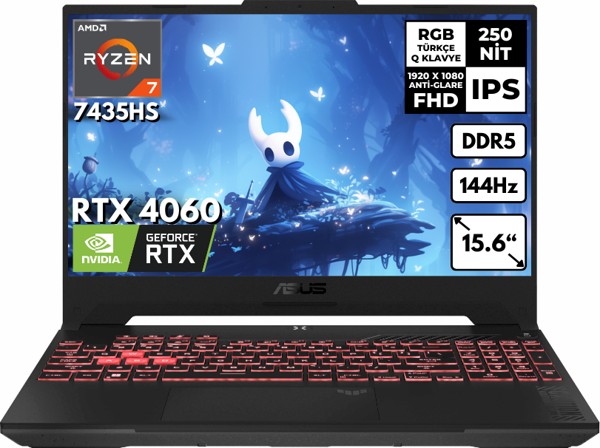Asus TUF Gaming A15 Ryzen-7 7435HS 32-GBDDR5 4 TBSSD RTX4060 (8GB-115W) 15.6" FHD Windows 10 Home Oyuncu Notebook FA507NVR-LP147HMF93 - Image 1