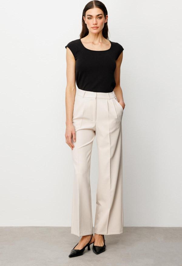 Ekol Kadın Pileli Bol Paça Pantolon 2010 Kum - Image 1