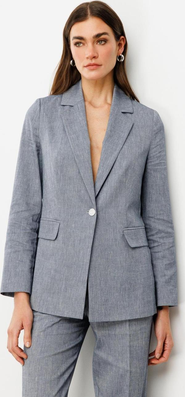 Ekol Kadın Tek Düğmeli Kapaklı Ceket 4062 Indigo - Image 1