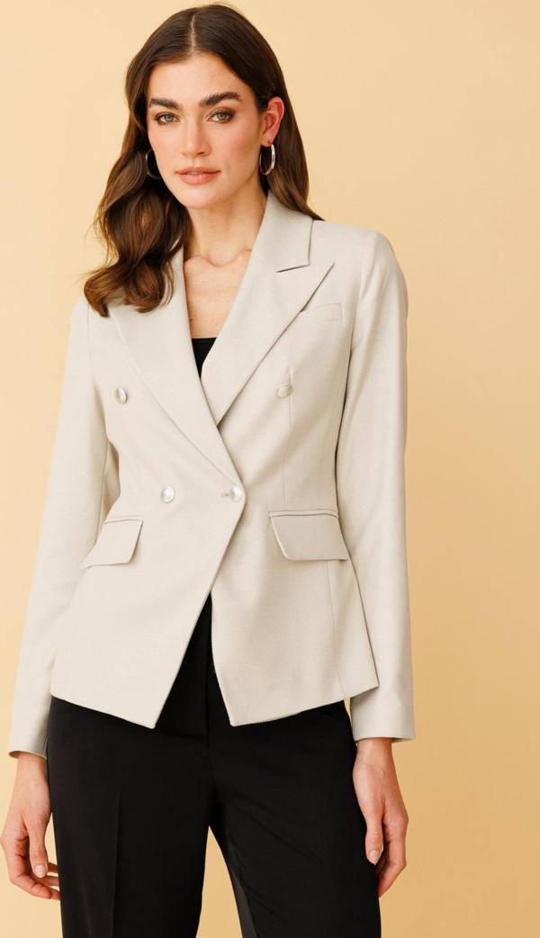 Ekol Kadın Kruvaze Düğmeli Ceket 4082 Bej - Image 1