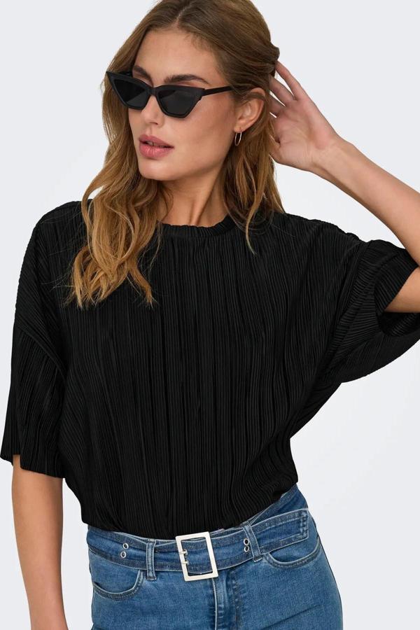 Only Kadın Onlravenna Bisiklet Yaka Kısa Kollu T-Shirt 15318506 Siyah - Image 1