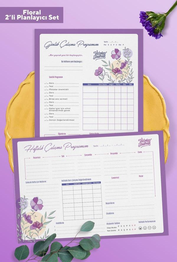 Victorias Journals Haftalık ve Günlük Ders Çalışma Seti Çiçekler - Image 1