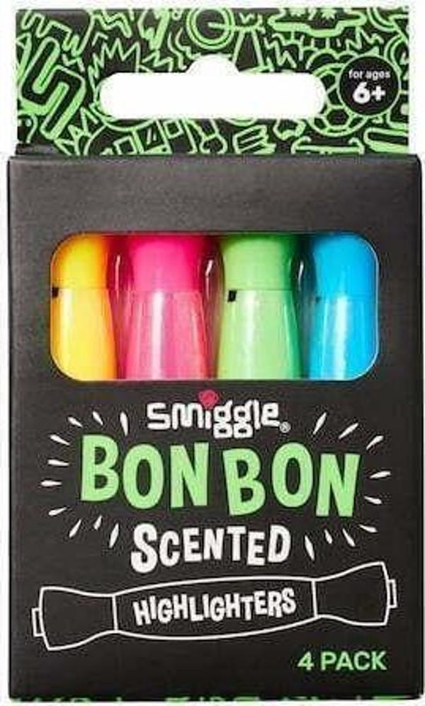 Smiggle – Bon Bon Şeker Kokulu Fosforlu Kalem Paketi X4 - Image 1