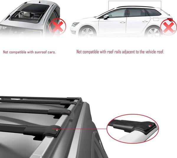 Volkswagen Caddy 2003-2010 Arası ile uyumlu FLY Model Ara Atkı Tavan Barı SİYAH 4 ADET BAR - Image 1