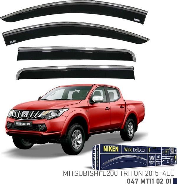 Niken Mitsubishi L200 Trion 2015- Kromlu Cam Rüzgarlığı 4 LÜ - Image 1