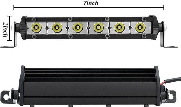 18W 17cm Düz Tek Sıra Üniversal Delici Sis Lambası Led Bar - Image 1
